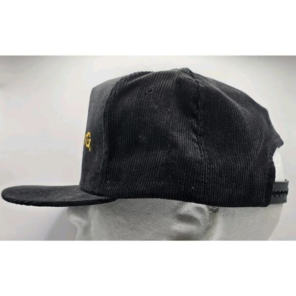 Vintage 80s Browning Cap Black Corduroy Snapback Trucker Hat‎ Hunting - Picture 3 of 8